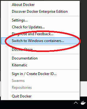 Switch to windows containers